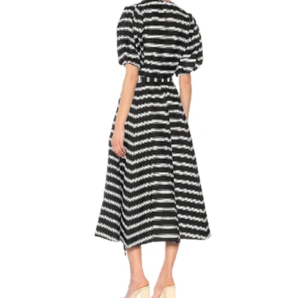 Lisa Marie Fernandez Striped Linen Blend Pouf Tie Top and matching Skirt (Green) - Picture 2 of 5